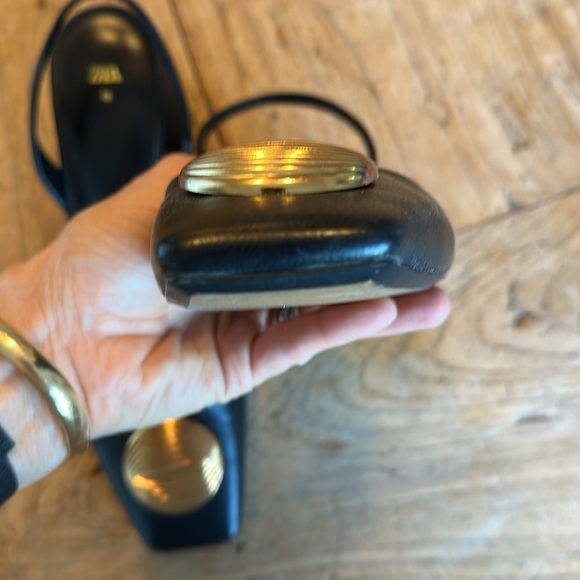 Like New Zara Black Slingback Heels with Gold Detail – Size 40 / 9.5 - Picture 10 of 10